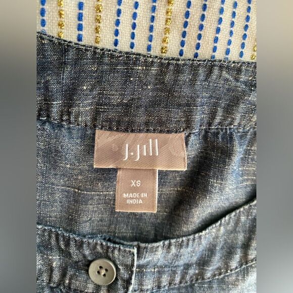 J. Jill Dress Sleeveless Blue XS Pockets Buttons Mini Knee Length Spring Summer - Picture 5 of 11